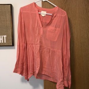 Anthropologie Mauve Pink Long Sleeved Blouse
